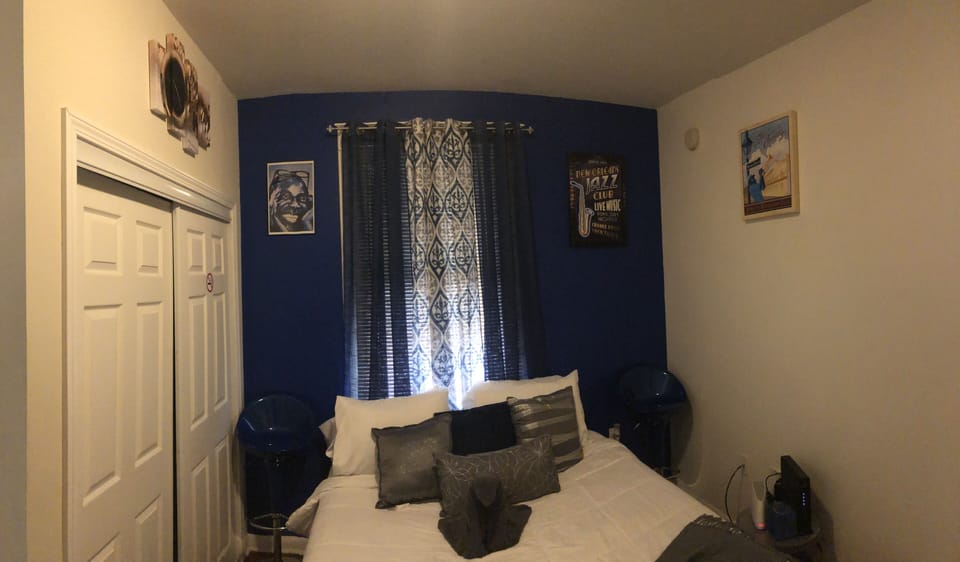 Bedroom #1 (walkthrough shotgun with a curtain for privacy): Blues Room