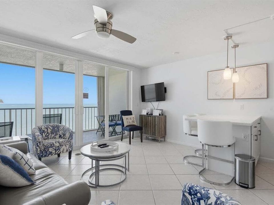 living room and dining area