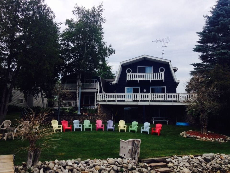 The Lake House as viewed from Intermediate Lake. We have 130' of frontage.