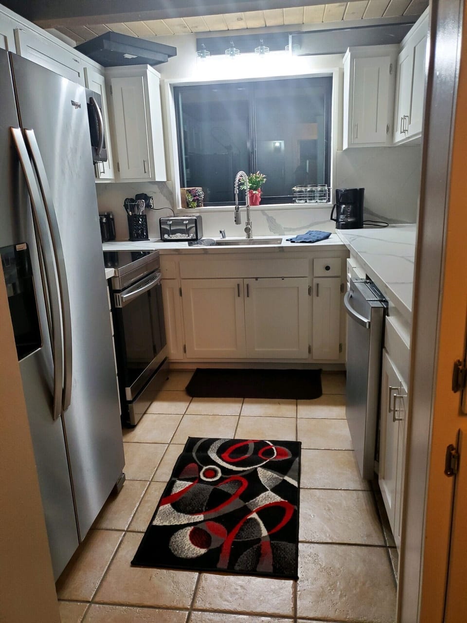 Kitchen with views of village