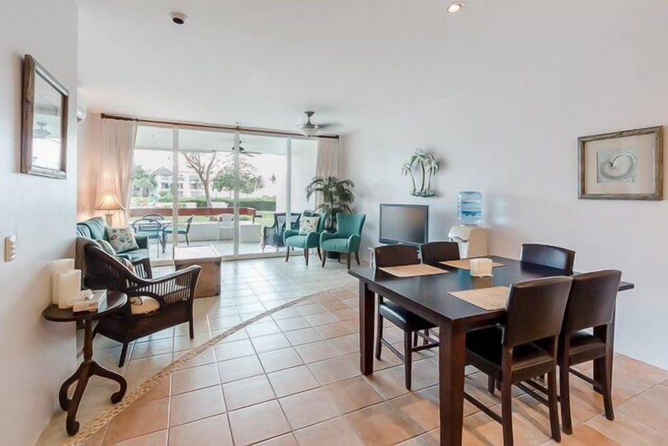 The living room opens up onto the large terrace