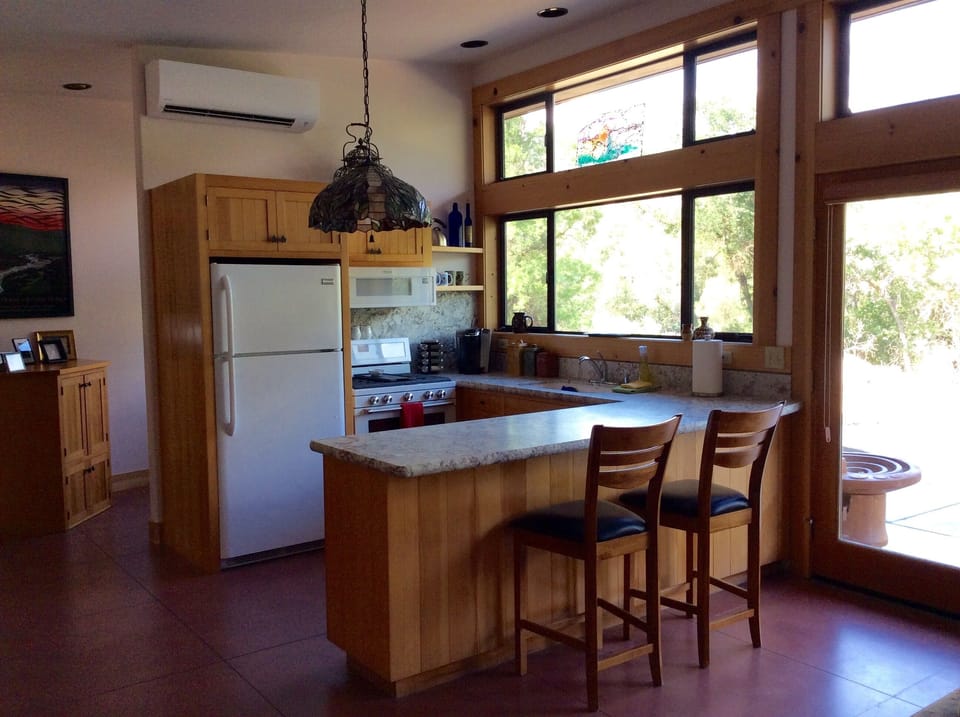 Open kitchen area lets the cook be a part of the festivities