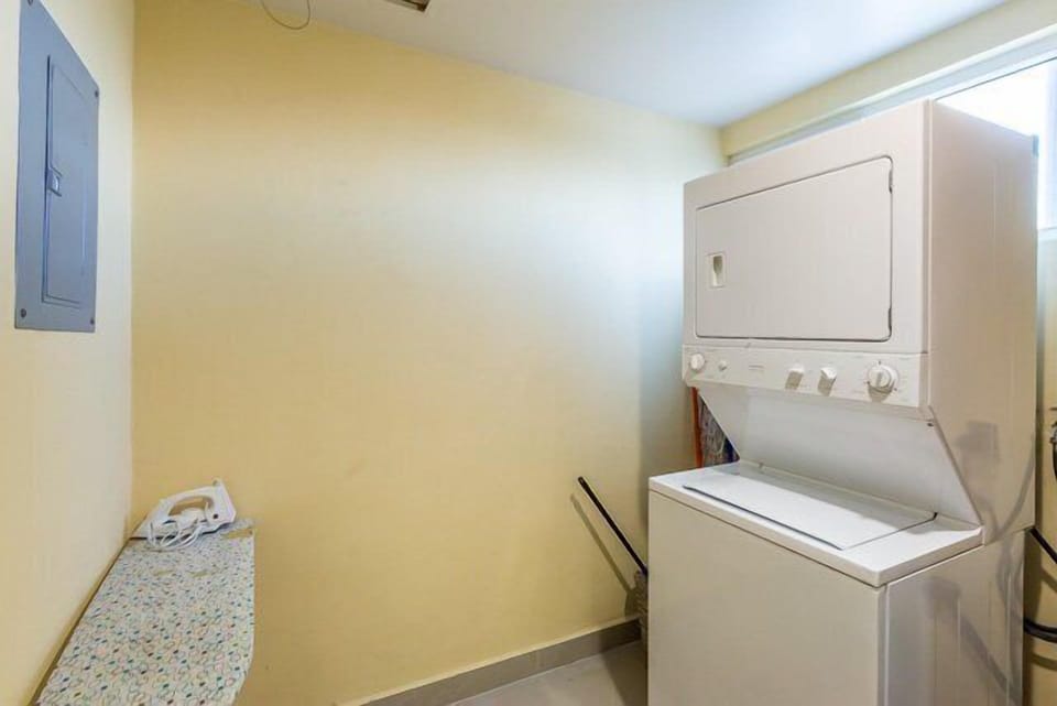 A laundry room is