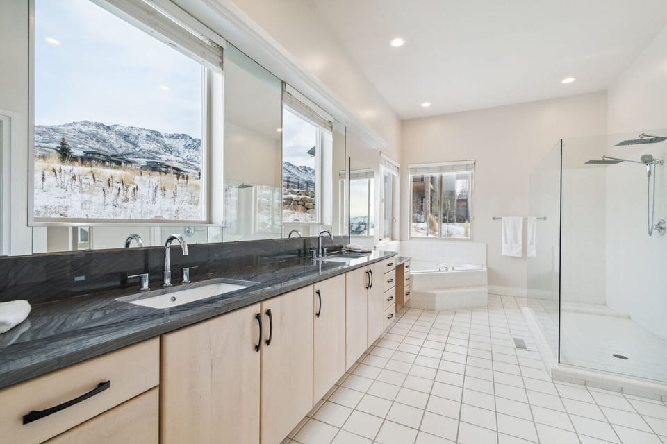 Master Bathroom with Hot tub and Large Shower