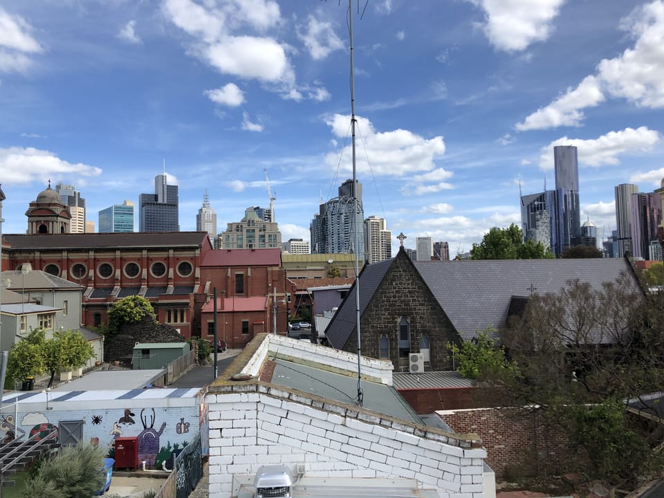A roof top view from the Stables - only 10 minutes  walk to the city! 