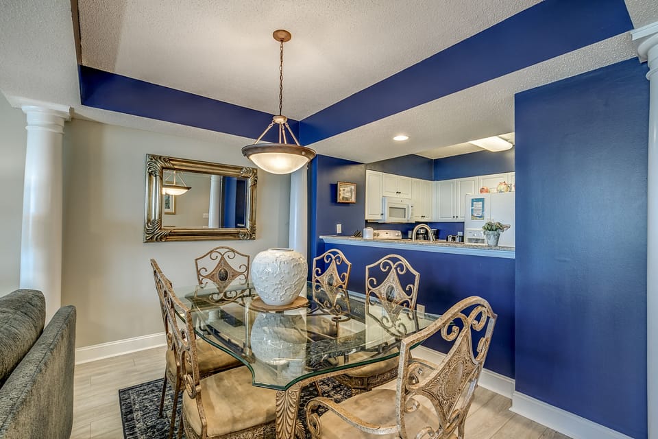Dining table with seating for six