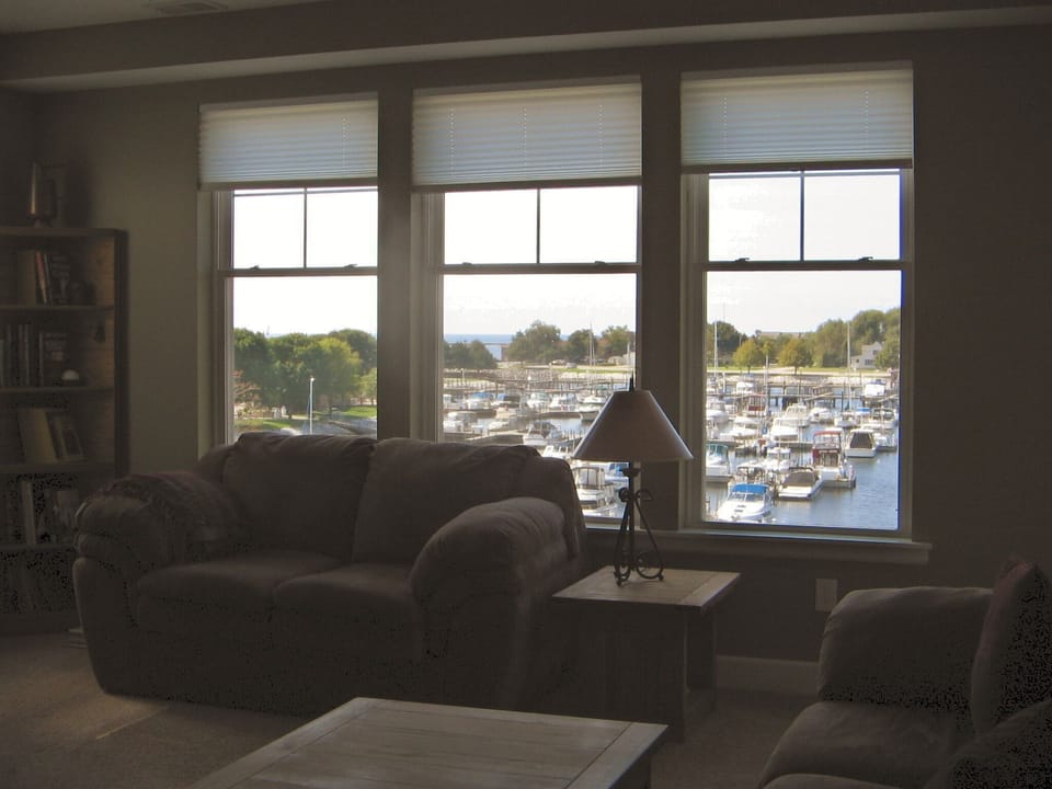 Lake Michigan and City Marina view - What view from your living room..