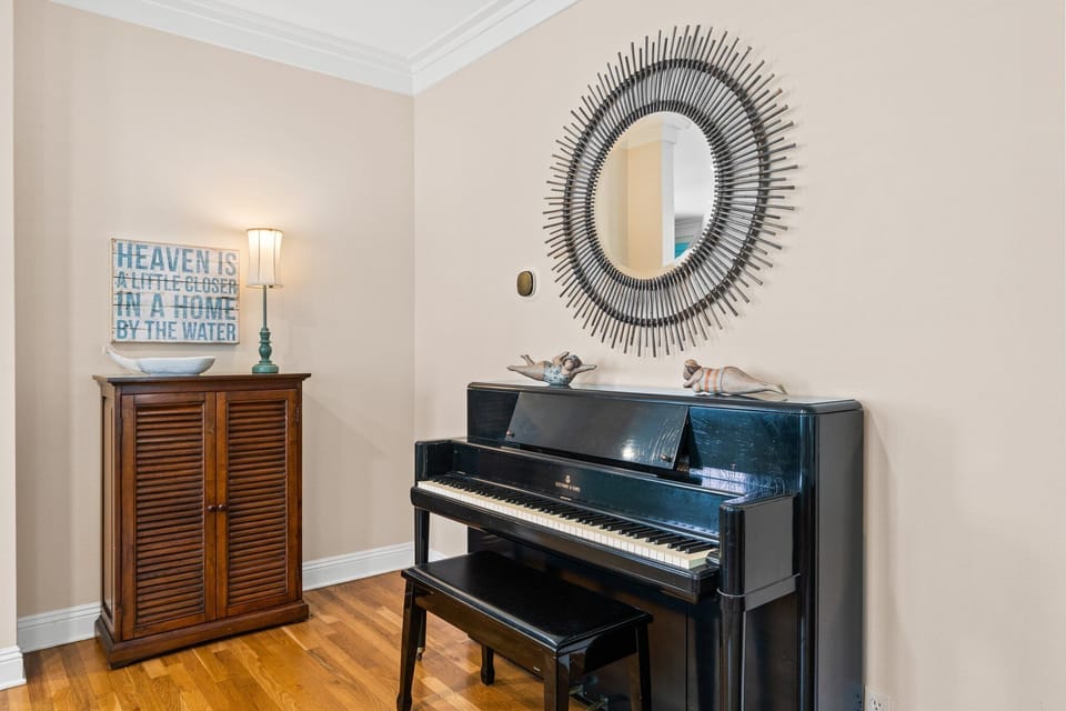 If you play, you're welcome to use the piano (sorry, can't guarantee it's in tune.)