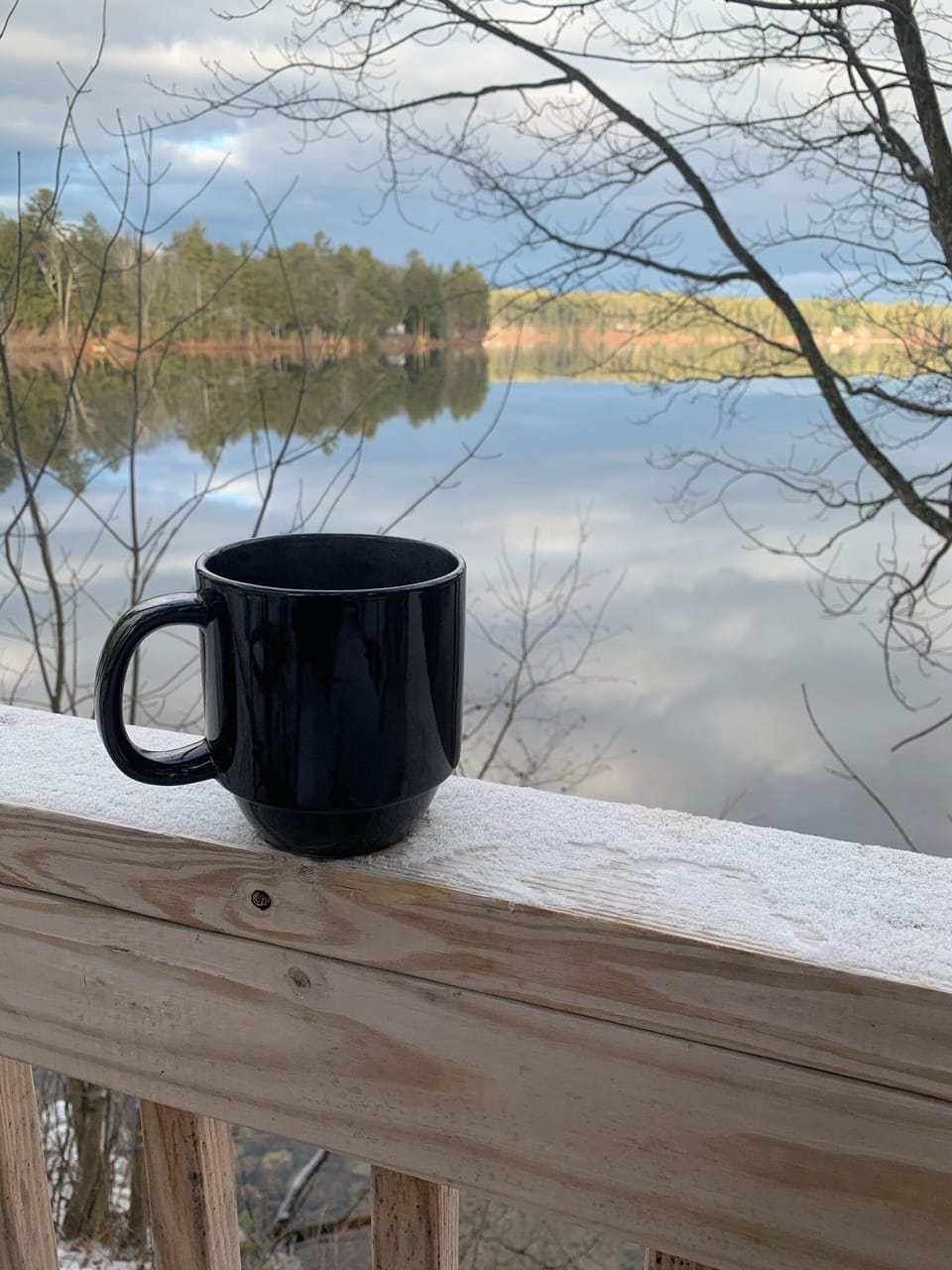 enjoy a cup of coffee overlooking the lake