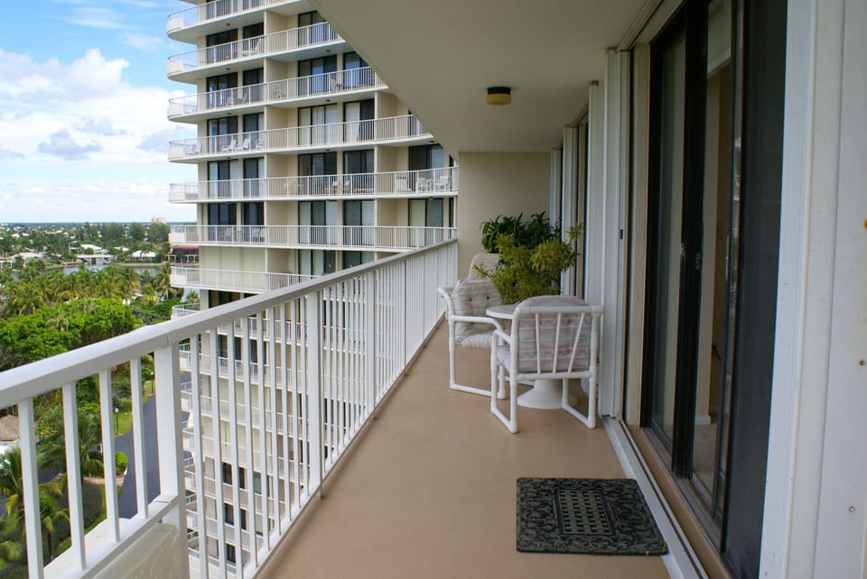 Both bedrooms and the living room open up to the balcony.