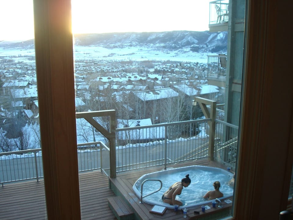Watch the sunset while soaking in 1 of the 2 hot tubs, maintained daily
