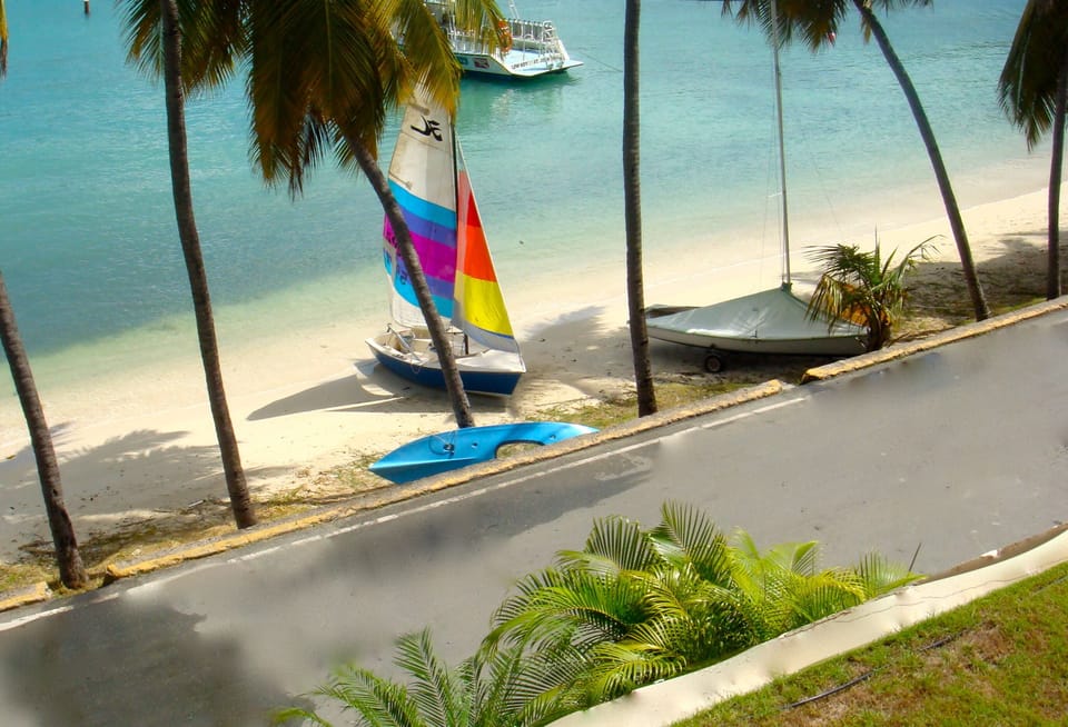 Waterfront view from balcony of unit; beach is 40 feet from building.