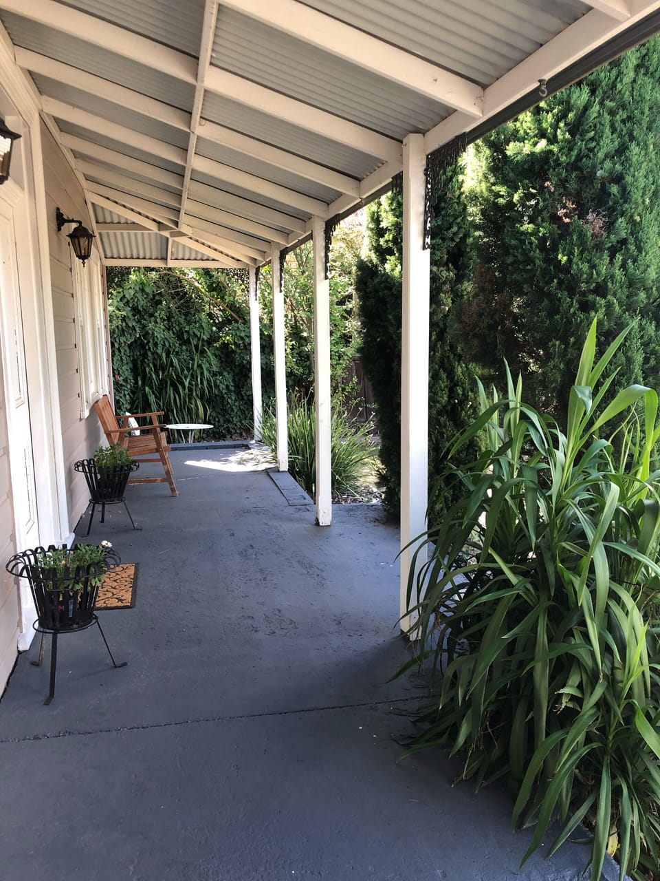 Front balcony with street view.