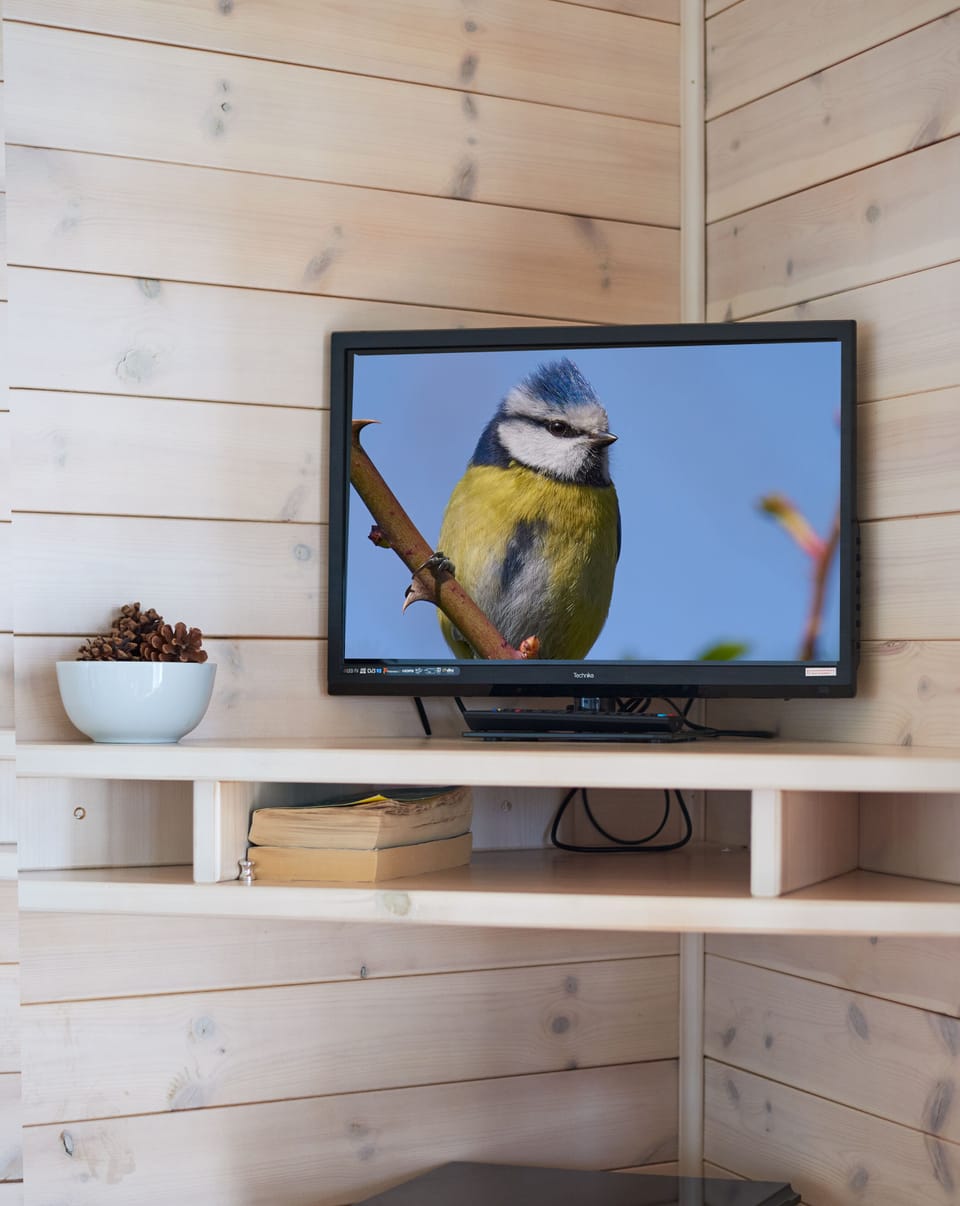 The T.V. in Ben Wyvis lodge - This has been upgraded to a larger TV & DVD player
