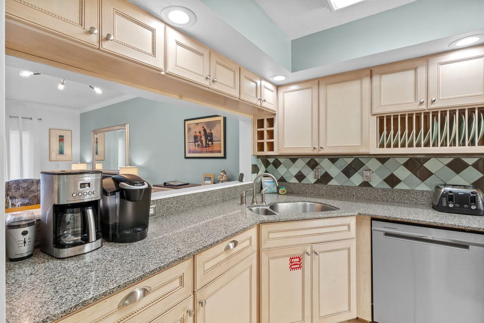Well stocked kitchen.