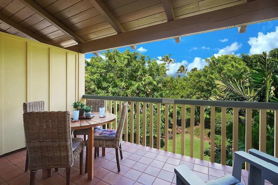 Dine outside and enjoy the beautiful garden view