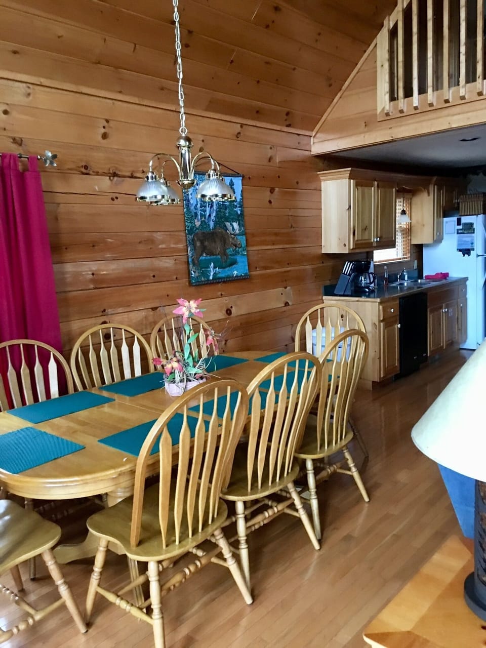 Dining in Great Room seats 8. Additional seating on covered deck and picnic area