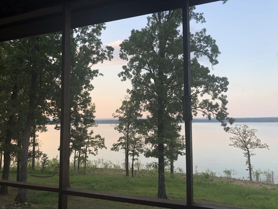 View from sitting on porch, 500 ft of water frontage, clear view, no trees!