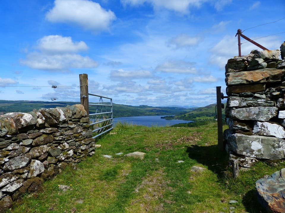 looking onto Loch Awe from the gate at the old ruins