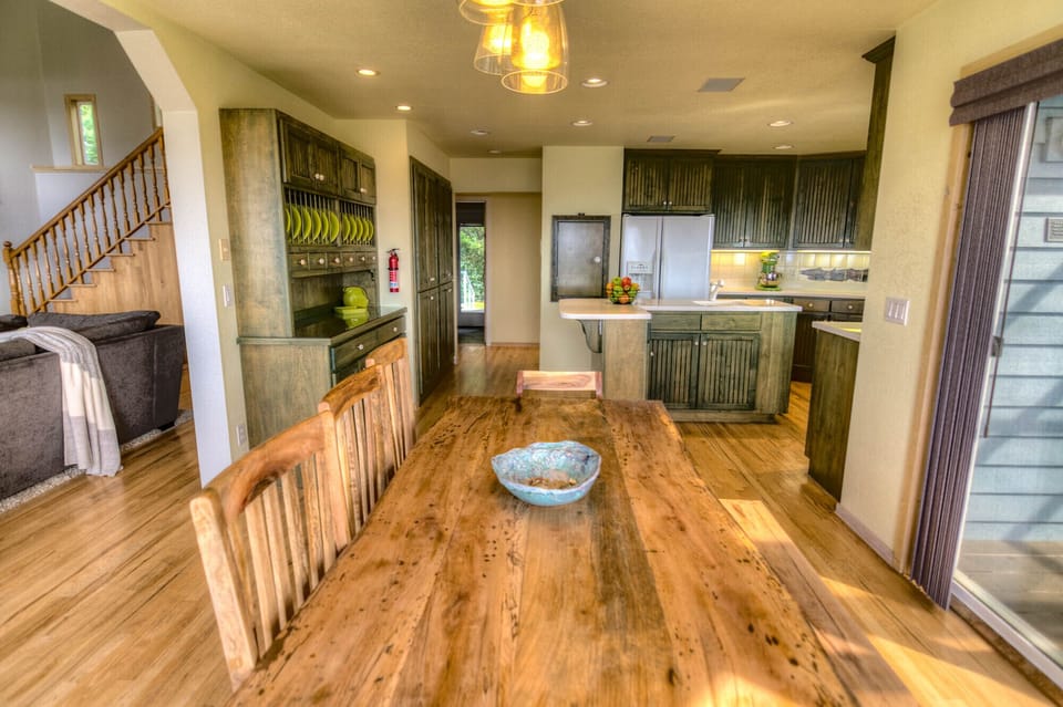 Kitchen/dining opens to the great room.