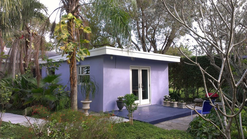 Main entrance to cottage through French doors