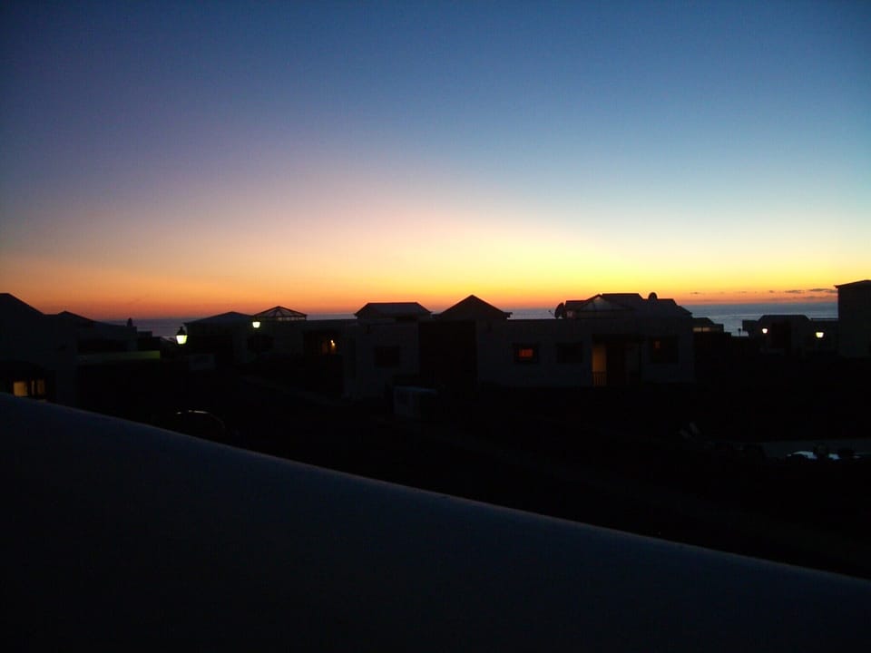 The view at sunset from the villa roof terrace