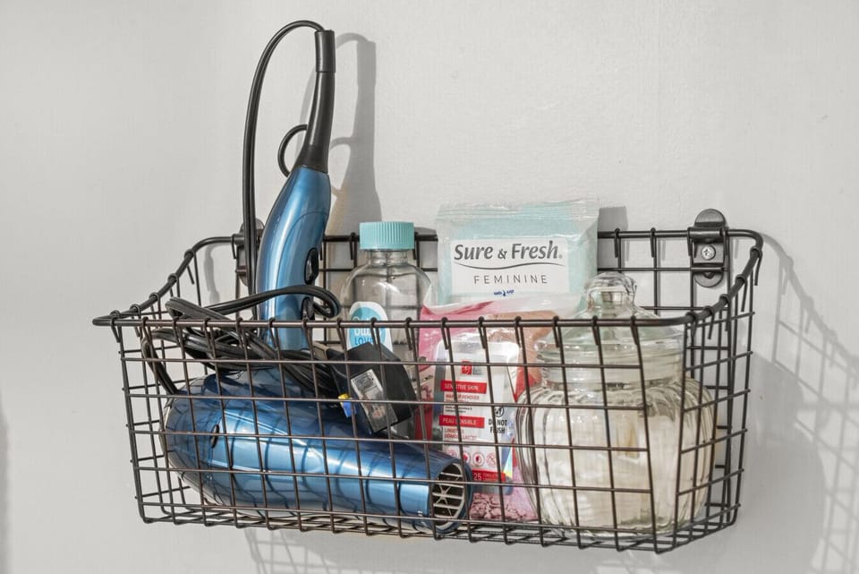 Hairdryer and basic toiletries provided.