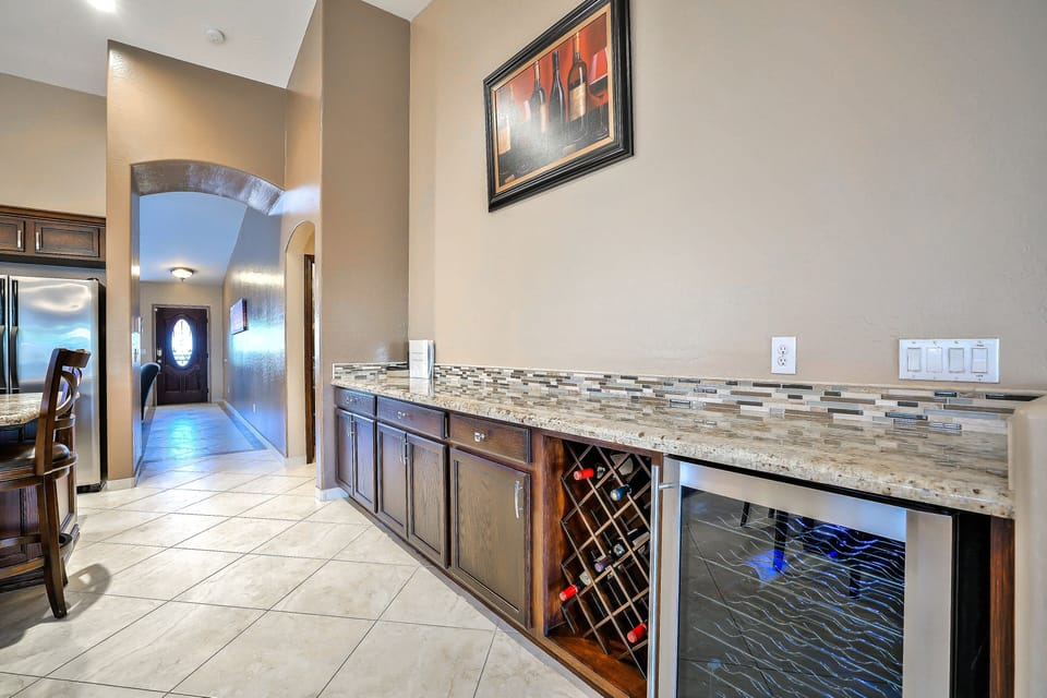 Built in wine bar for your entertainment pleasure.