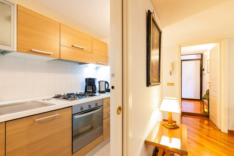 View of the kitchen entrance. You'll find a small selection for breakfast