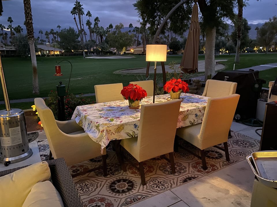 Outdoor dining with view