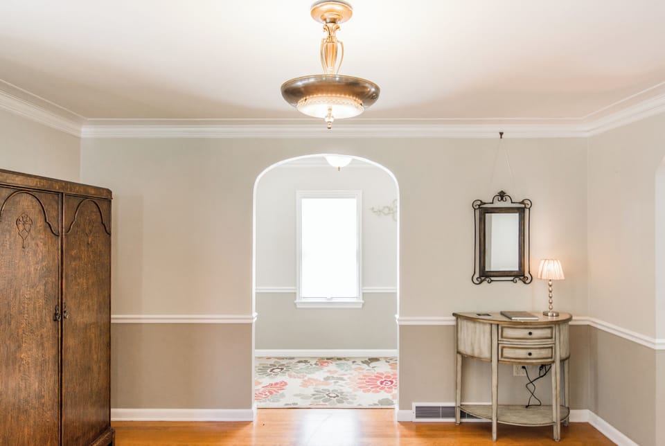 Entry w/ 1939 Period Pendant Brass Light Fixtures