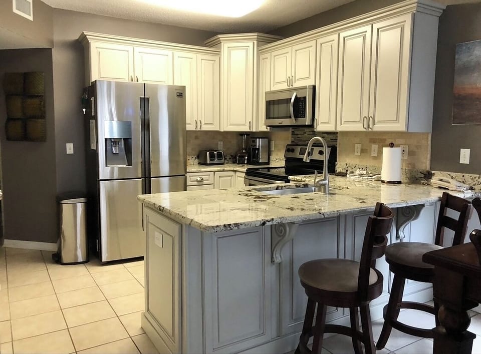 View of kitchen from den 