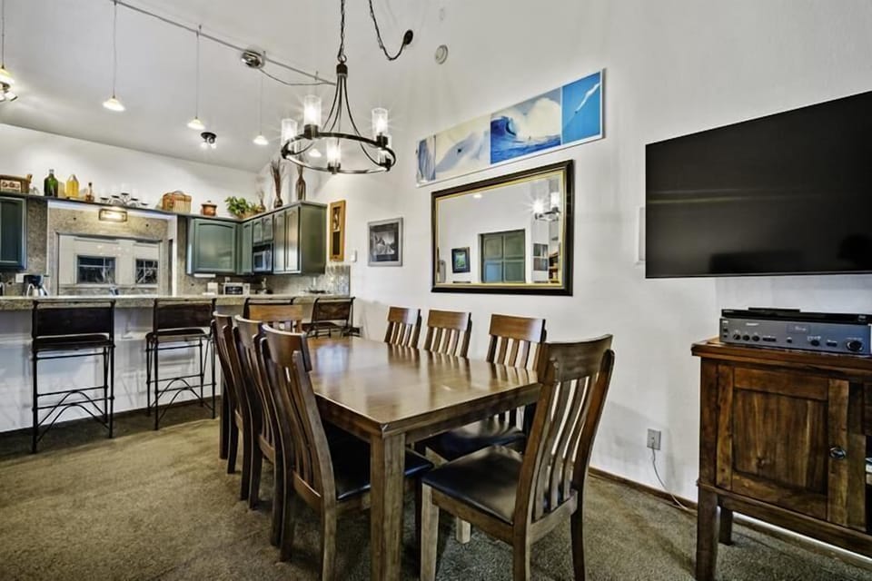 Dining table for eight with extra bar stools