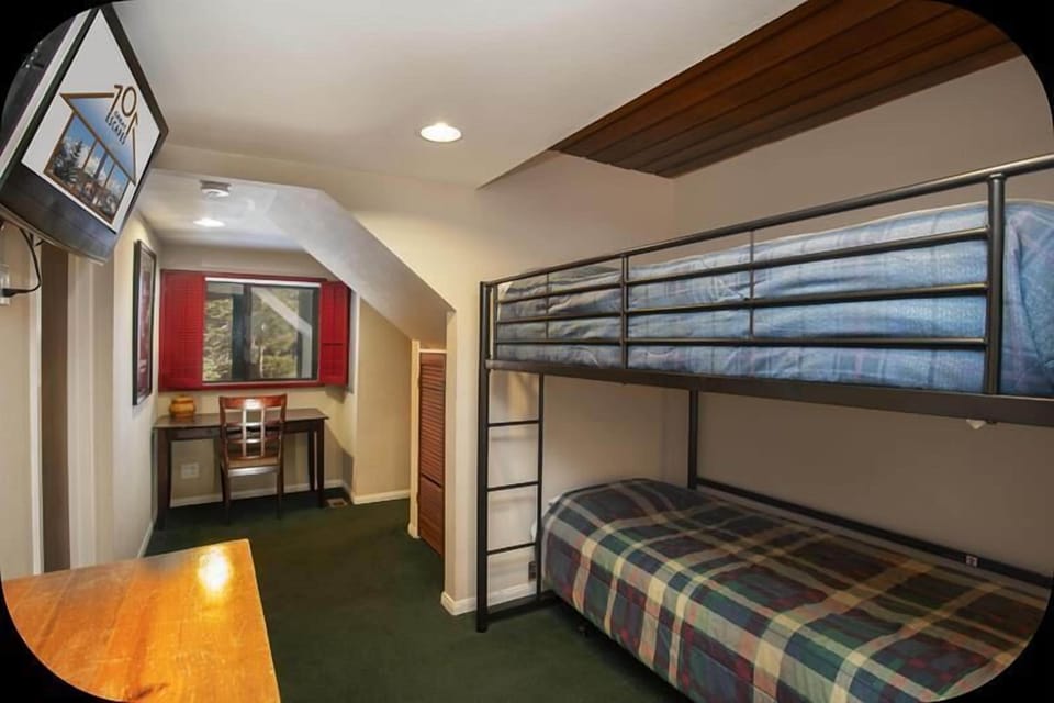 Bunks for sleeping options, and a TV.