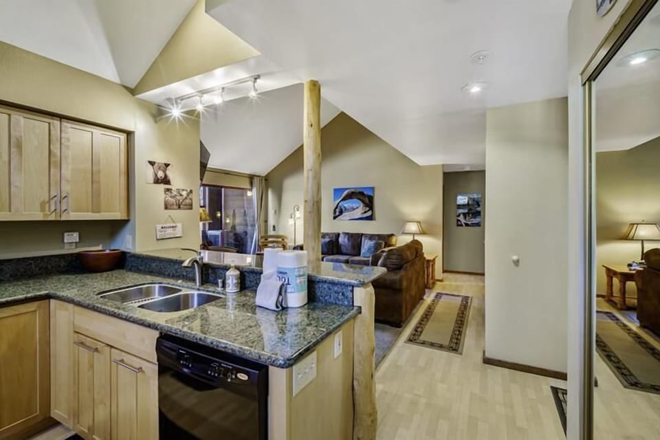 Double sinks with updated fixtures and lighting