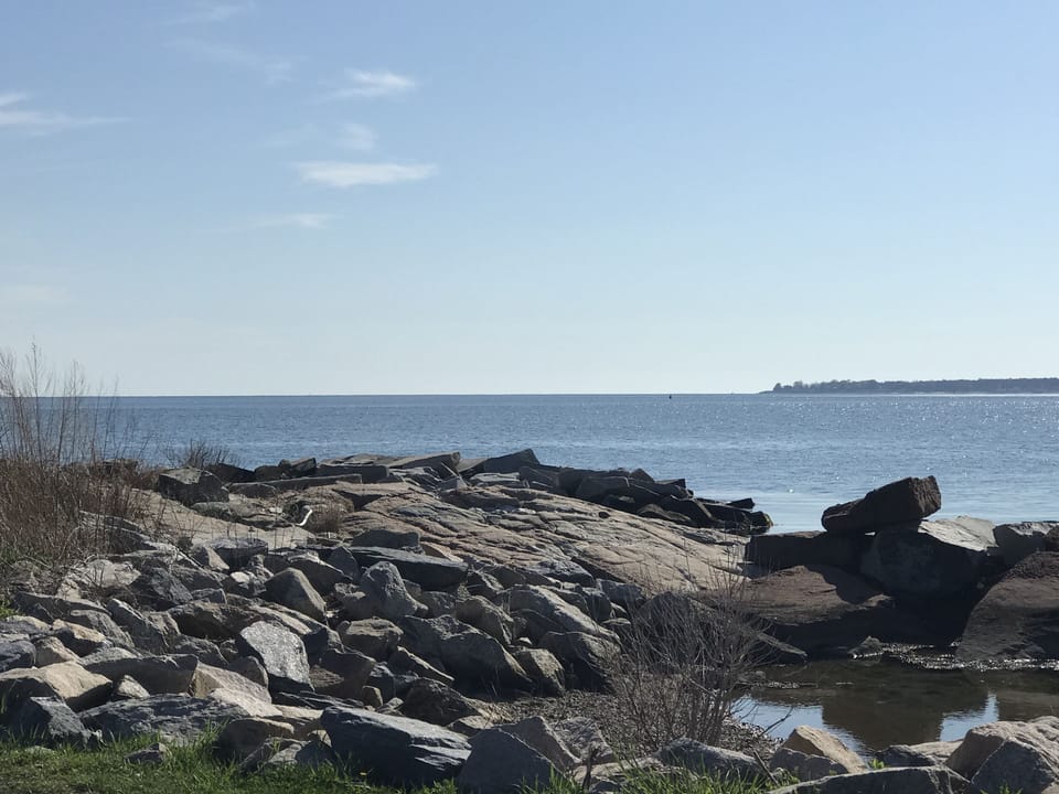 Rocks by the boat launch that you can fish off of. 