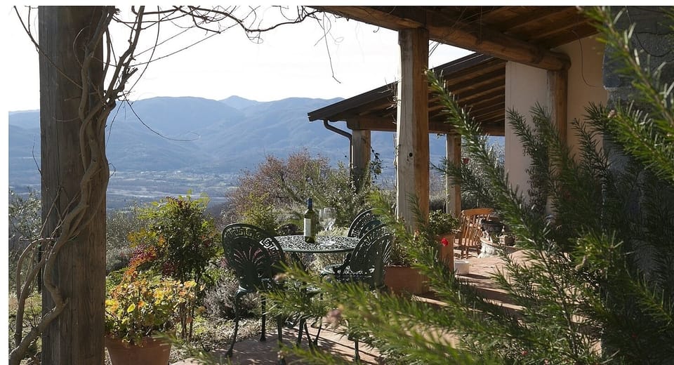 A glass of wine on the terrace