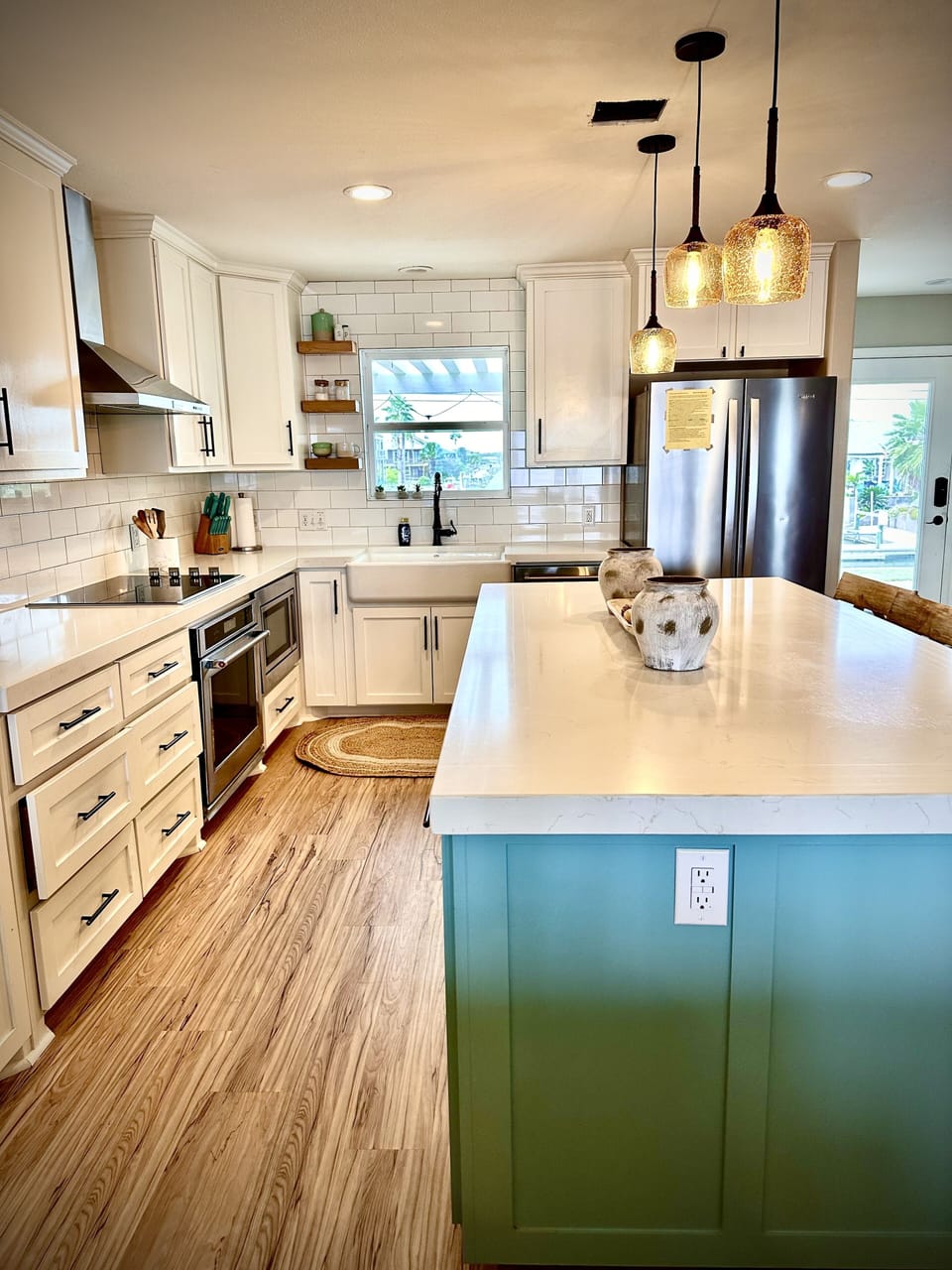Modern kitchen with all the amenities. Guests rave about what is provided :)