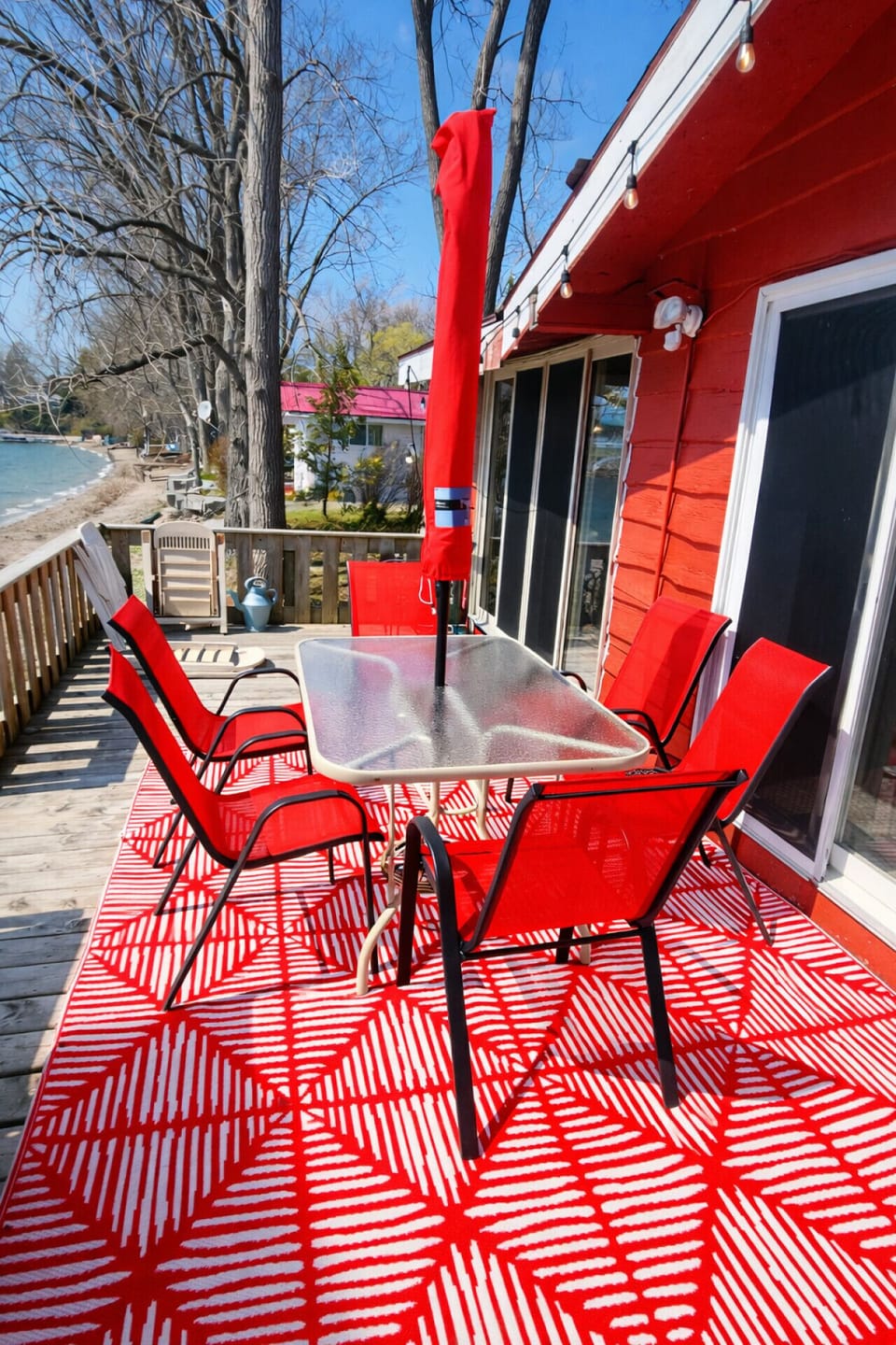 Relax on the beautifully appointed deck overlooking West Lake