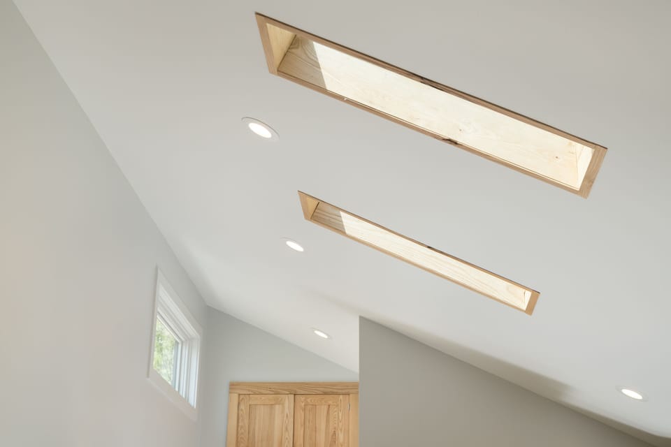 The Ceiling in the Kitchen is Lofted and Brings in Bright and Sunny Light!