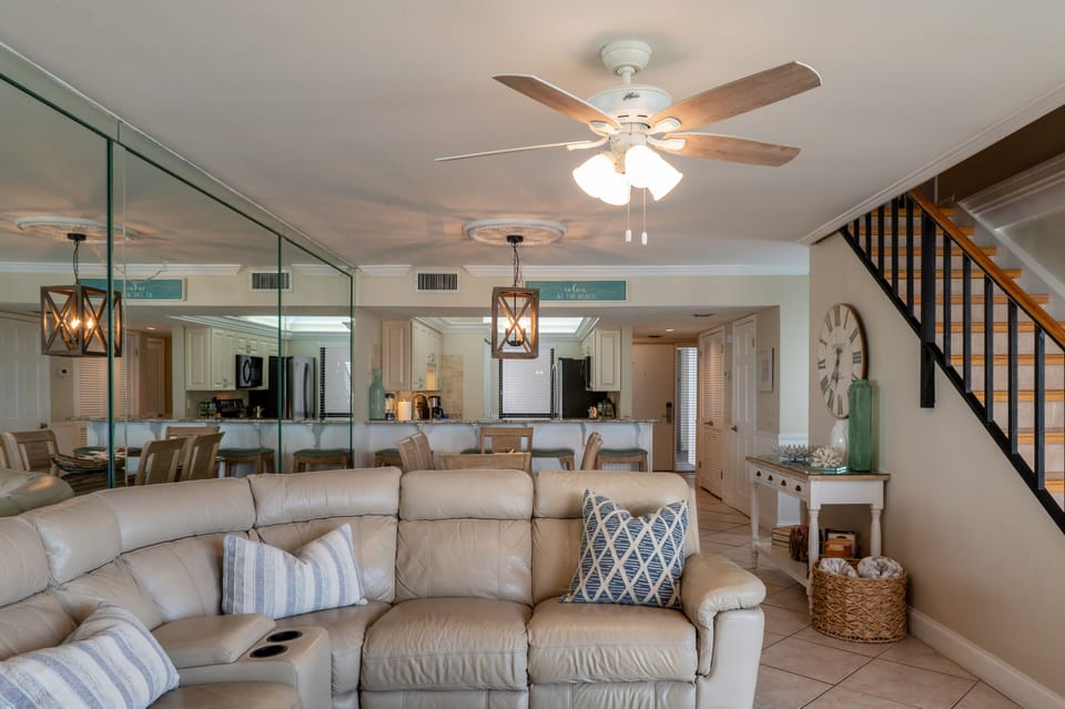 Spacious living area with reclining sofa