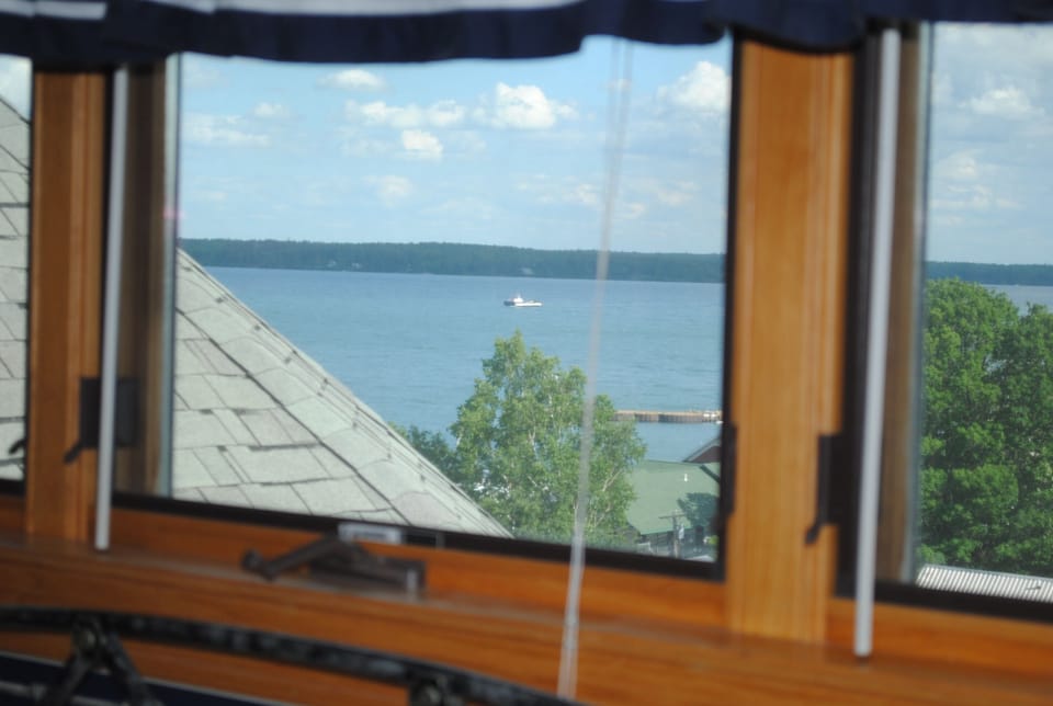 Looking out the South Window at The Madeline Island Ferry coming into Bayfield