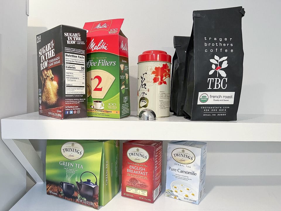 Locally roasted organic coffee, tea are provided 