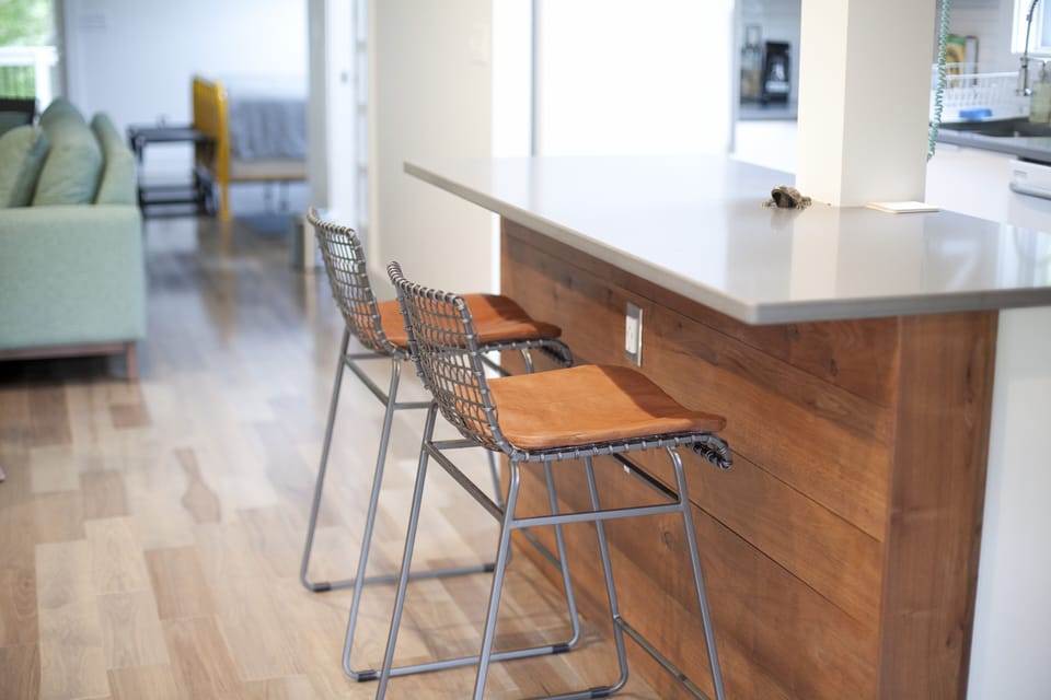 counter with USB charging station