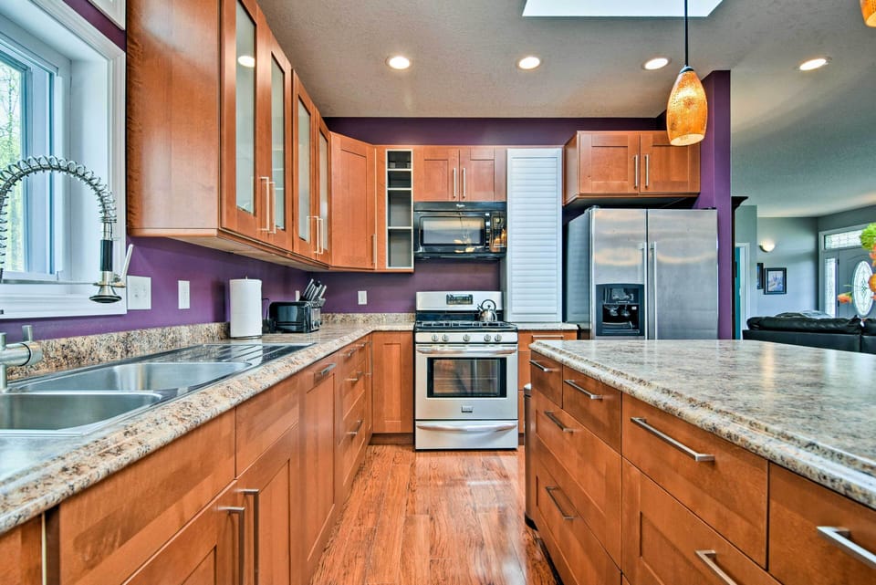 Prepare homemade meals with ease using the stainless steel appliances.