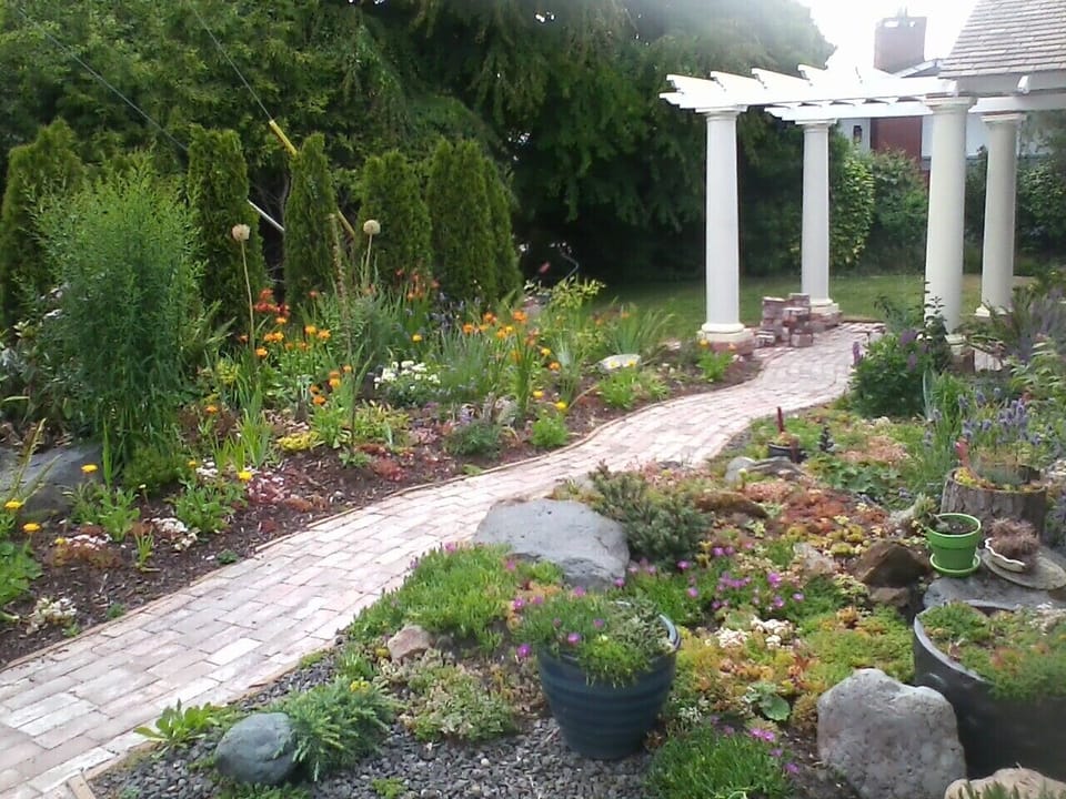 The house's South side gardens.  