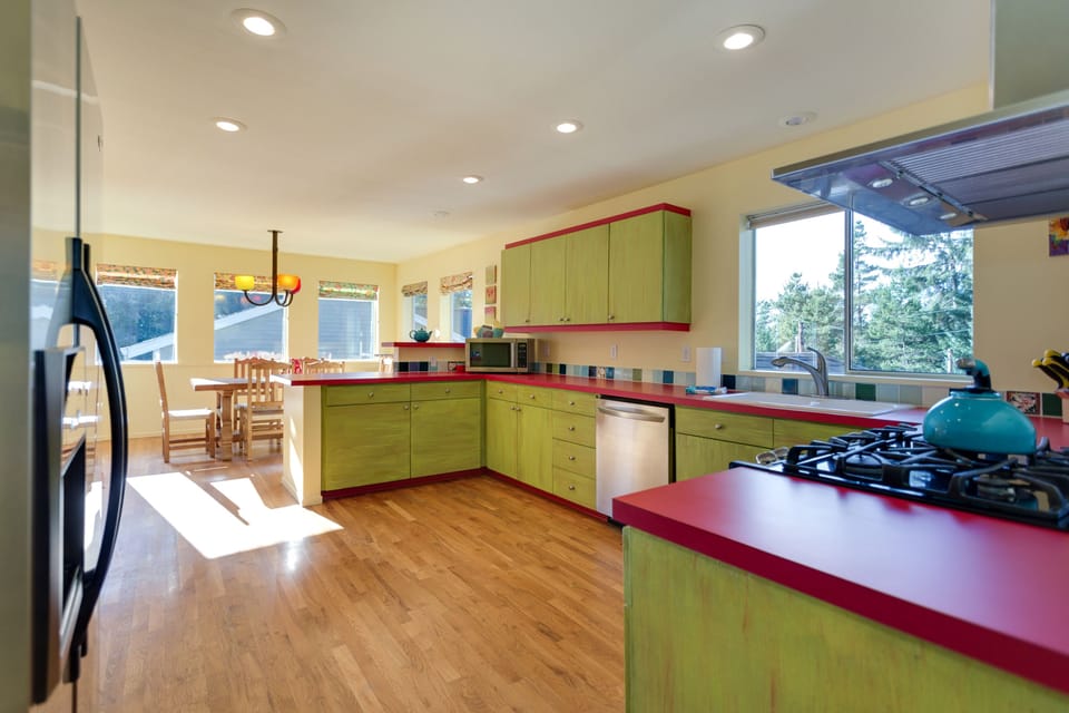 Immaculate chef kitchen is stocked and ready for you to enjoy