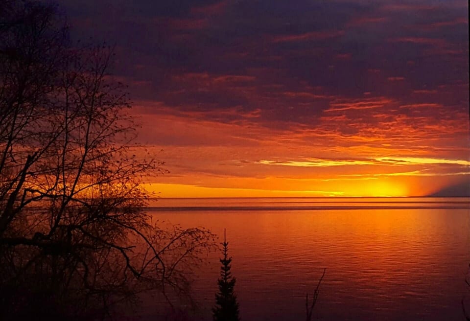 Sunrise over Lake Superior taken from the living room window, so beautiful