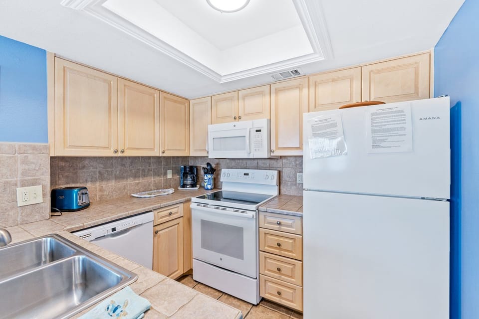 A fully equipped kitchen space for all your cooking needs.