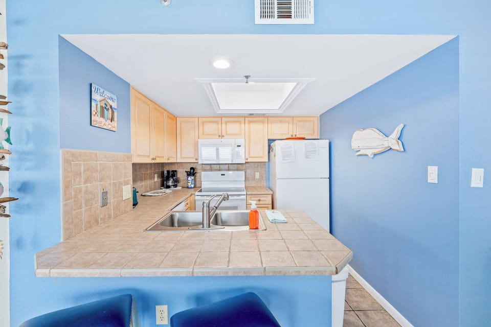 A fully equipped kitchen space for all your cooking needs.